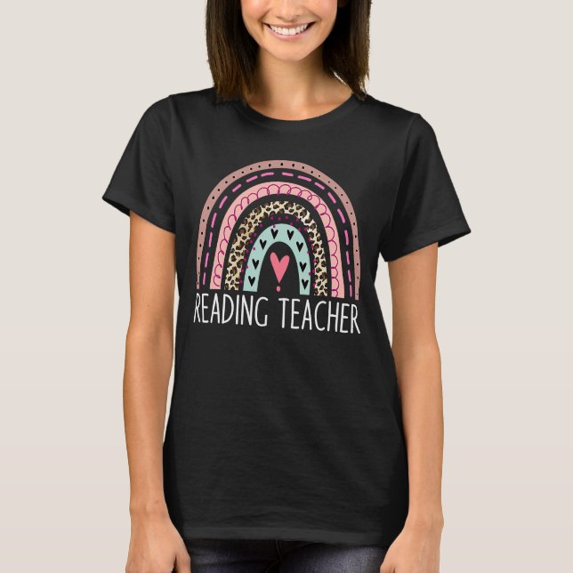 Läslärare Boho Rainbow Back to school Apprec T Shirt (Framsida)