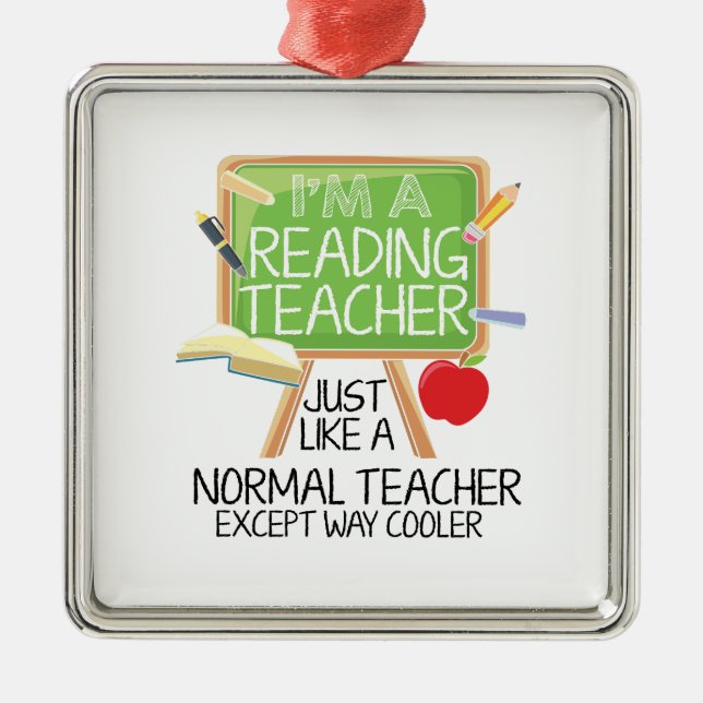 Läslärare Julgransprydnad Metall (Framsidan)