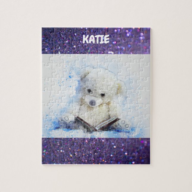 "LÄSMEDEL" PUZZLE MED PERSONLIG NAMN. PUSSEL (Vertikal)