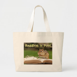 Läsning är den roliga jordekorren Bookbag Jumbo Tygkasse