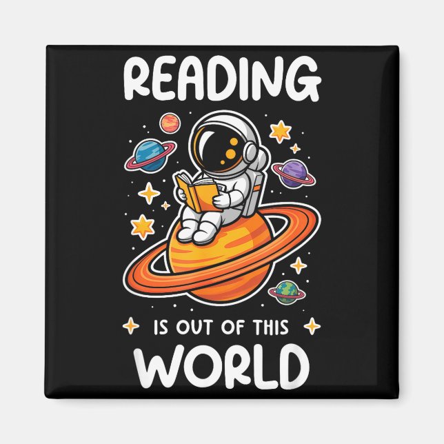 Läsning är en rymdbok för astronauter magnet (Framsidan)