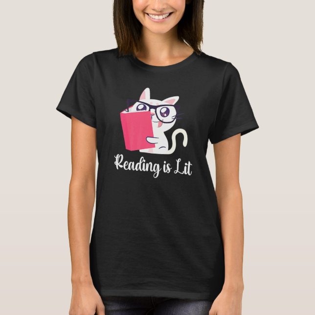 Läsning är fantastisk Katter Bok T Shirt (Framsida)