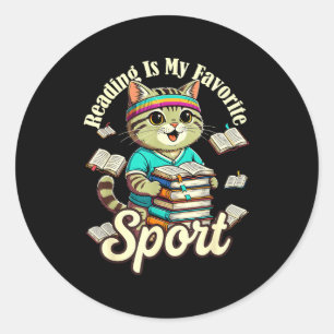 Läsning är favorit sport märke rolig katt älskare