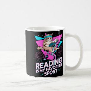 Läsning är favoritsport rolig katt bokälskare kaffemugg