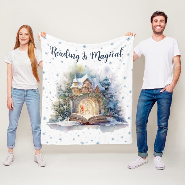 Läsning är Magisk Snöflinga Design Fleecefilt (På plats)