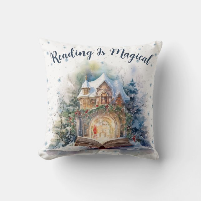 Läsning är Magisk Snöflinga Design Kudde (Framsida)