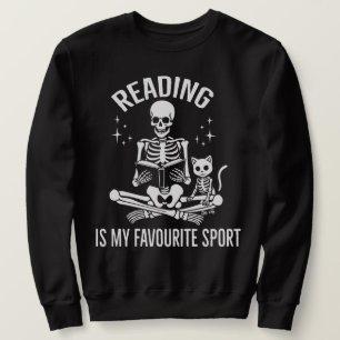 Läsning är min favorit sport Bokälskare Bibliotek Lång Ärmad Tröja