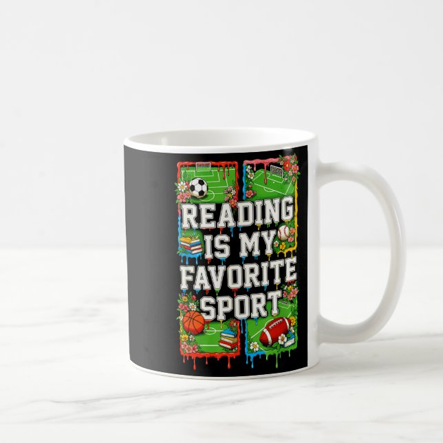 Läsning är min favorit sport rolig introvert  kaffemugg (Höger)