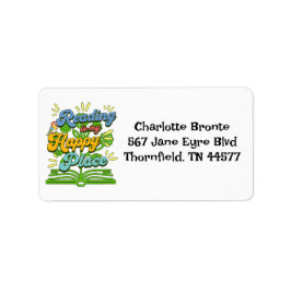 Läsning är min lyckliga plats Färgglada adressetik Adressetikett