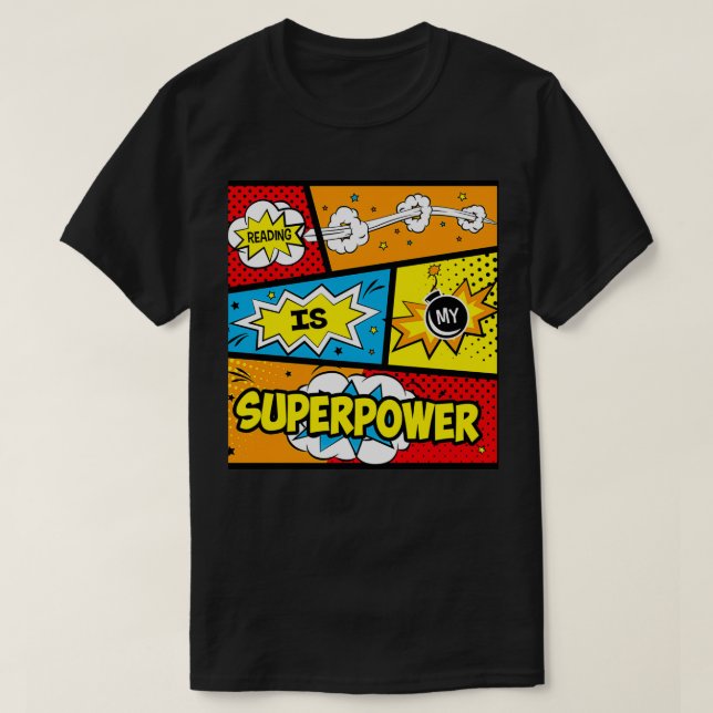 Läsning är Min supermakt 2 T Shirt (Design framsida)