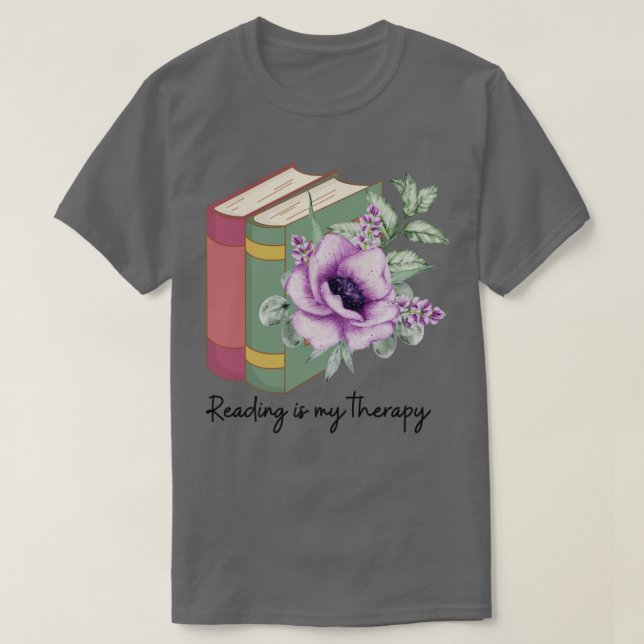 Läsning är min terapi 17 t shirt (Design framsida)