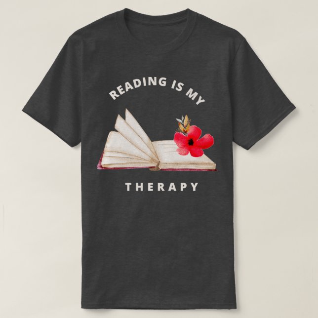 Läsning är min terapi 45 t shirt (Design framsida)