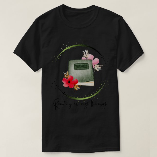 Läsning är min terapi 55 t shirt (Design framsida)