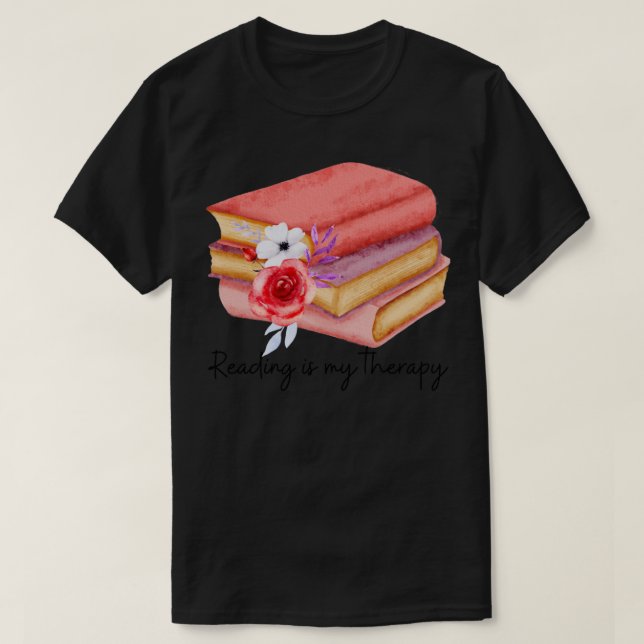 Läsning är min terapi 64 t shirt (Design framsida)