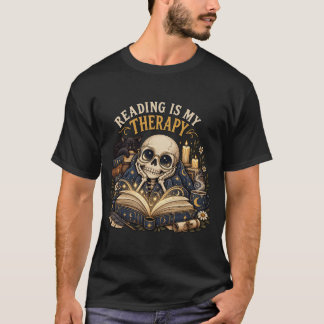 Läsning Är Min Terapi Celestial Skeleton Bokälskar T Shirt