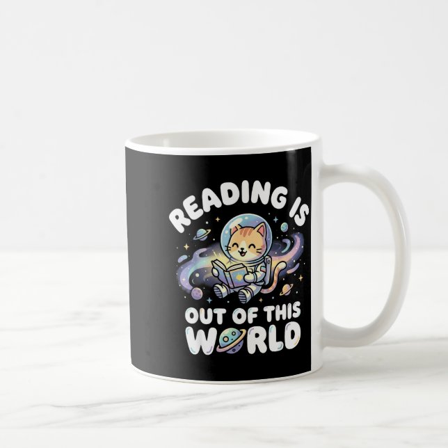 Läsning är roligt som katt rymdböcker kaffemugg (Höger)