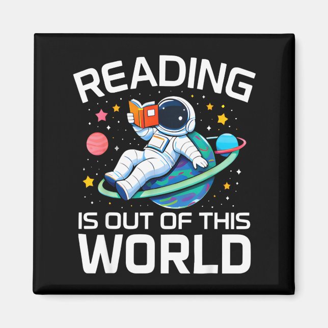 Läsning är rymdastronaut utanför denna värld magnet (Framsidan)