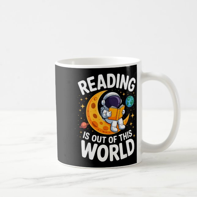 Läsning är rymdkomiska roliga böcker kaffemugg (Höger)