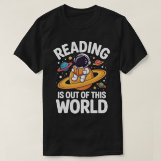 Läsning är utanför denna världen Astronaut Bokälsk T Shirt