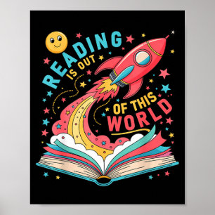 Läsning är utanför denna världen astronaut rymdbok poster