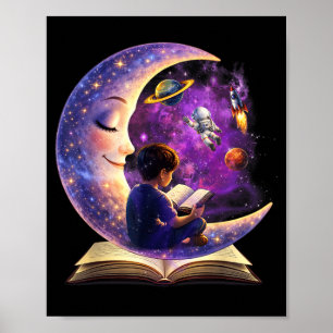 Läsning är utanför denna världen mån läsning bok poster