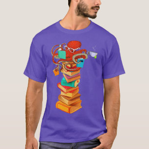 Läsning av bokmasken för Octopus Tea Coffee Bok Äl T Shirt