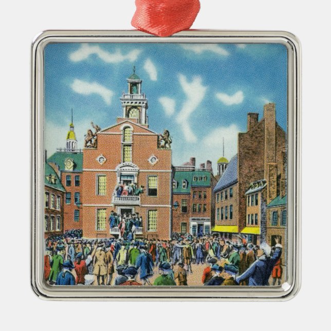 Läsning av förklaringen av självständighet julgransprydnad metall (Framsidan)