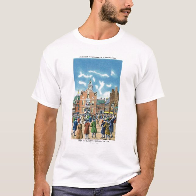 Läsning av förklaringen av självständighet tee shirt (Framsida)