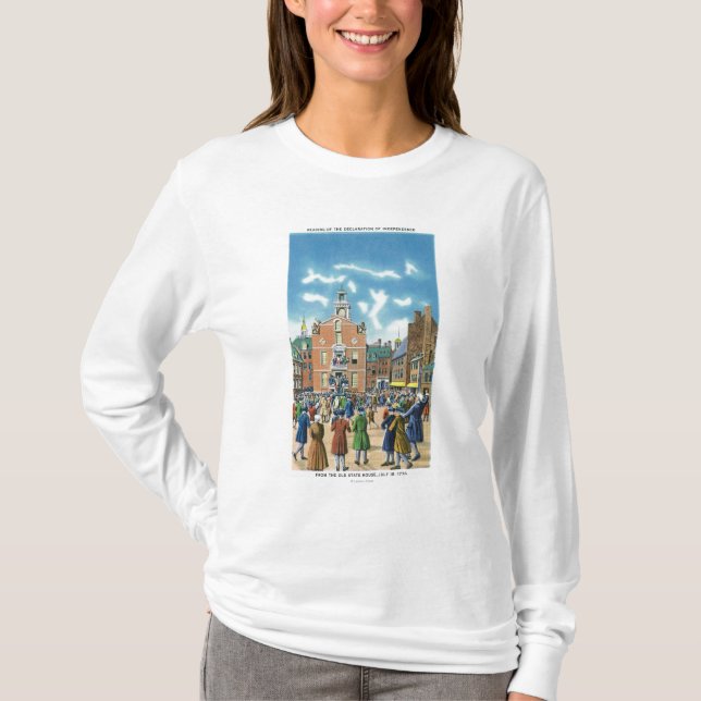 Läsning av förklaringen av självständighet tee shirt (Framsida)