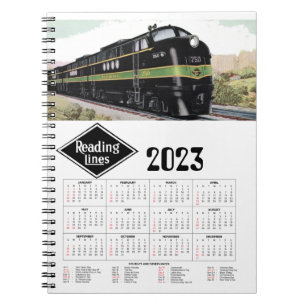Läsning av järnvägskalender anteckningsbok