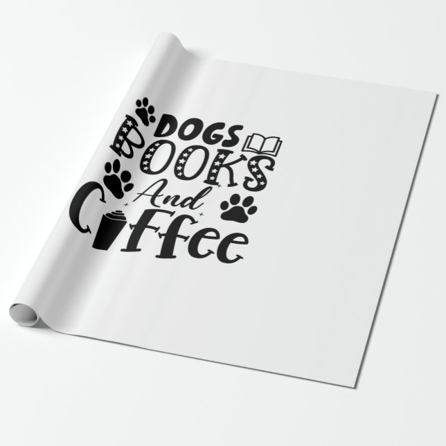 Läsning av konst Hundar Bokar och kaffe Presentpapper (Utrullad)
