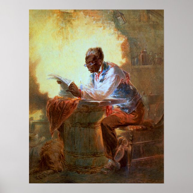 Läsning av nyhetsblad efter ljus poster (Framsidan)