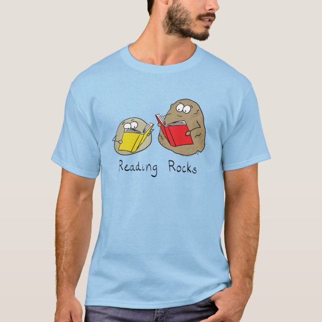 Läsning av Sten Funny Bok Lärare T Shirt (Framsida)
