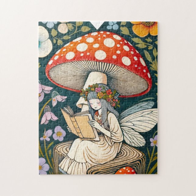 Läsning av svamp Fairy Pussel (Vertikal)