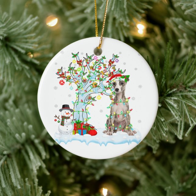 Läsning av textavsnitt Hund Träd Julafton | Santa  Julgransprydnad Keramik (Träd)