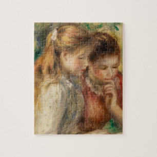 Läsning av två flickor - Renoir Impressionist-måln Pussel