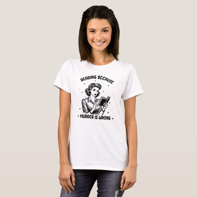 Läsning eftersom mord är fel t shirt (Hel framsida)
