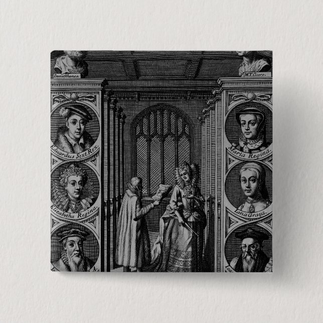 Läsning ett brev som görar till drottning knapp (Framsida)