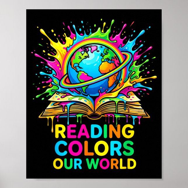 Läsning färgar vår värld rymdastronaut  poster (Framsidan)