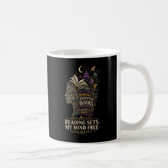 Läsning frigör mitt sinne för bokälskare kaffemugg (Höger)