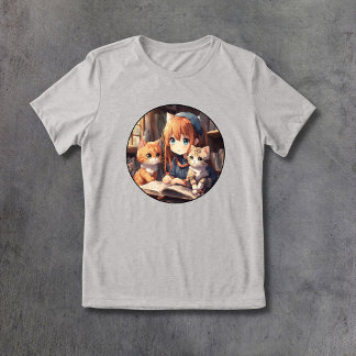 Läsning med katter, katjute, biten, mjuk t shirt