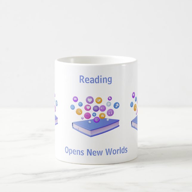 LÄSNING Öppnar Nya Världar Bok Anpassad Text Kaffemugg (Center)