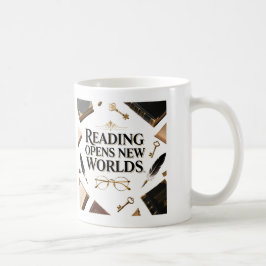 Läsning öppnar nya världar bokälskare grafi kaffemugg