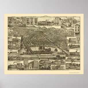 Läsning panorama- karta för PA - 1881 Poster