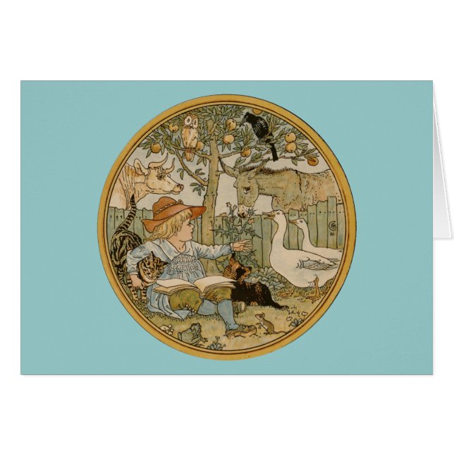 Läsning till djuren hälsningskort (Framsidan Horizontal)