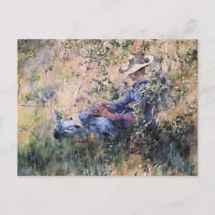 Läsning under Blommar Hawthorne Bush Vykort