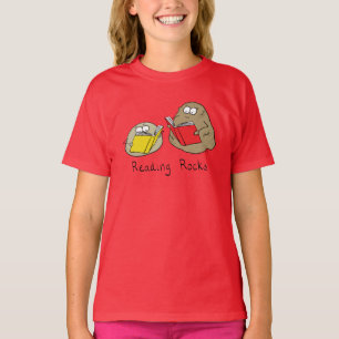 Läsning vaggar roliga bokbarnflicka T-tröja T Shirt