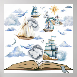 Läsningen är biljett till äventyr poster