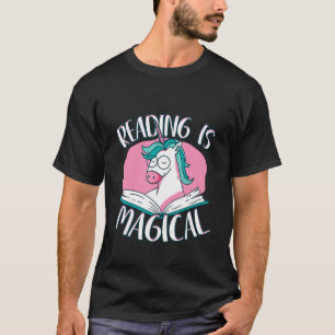 Läsningen är Bokar som läser Bibliotek i Magic Uni T Shirt