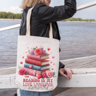 Läsningen är mitt kärlek-språk, bok älskare tygkasse
